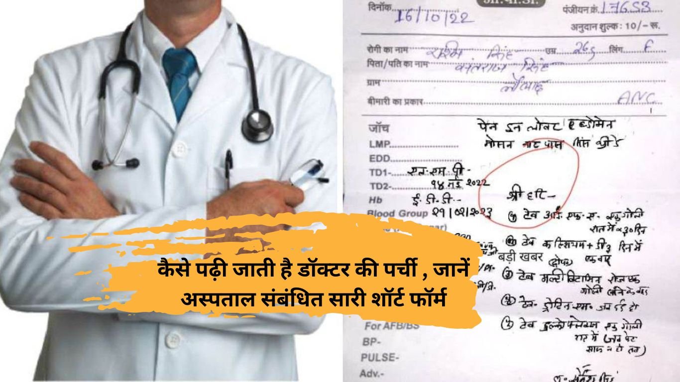 How to read doctor slip : कैसे पढ़ी जाती है डॉक्टर की पर्ची , जानें अस्पताल संबंधित सारी शॉर्ट फॉर्म