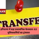 Haryana Police Transfers: हरियाणा में बड़ा प्रशासनिक फेरबदल: 63 पुलिसकर्मियों का ट्रांसफर