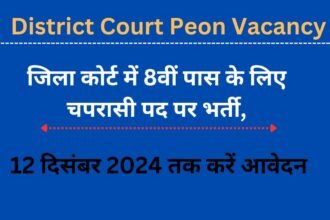 District Court Peon Vacancy: जिला कोर्ट में 8वीं पास के लिए चपरासी पद पर भर्ती, 12 दिसंबर 2024 तक करें आवेदन