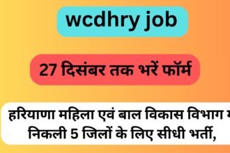 wcdhry job: हरियाणा महिला एवं बाल विकास विभाग में निकली 5 जिलों के लिए सीधी भर्ती, 27 दिसंबर तक भरें फॉर्म